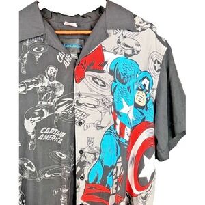 Ralph Marlin Marvel Captain America Comic Button Up Shirt Mens Large Novelty